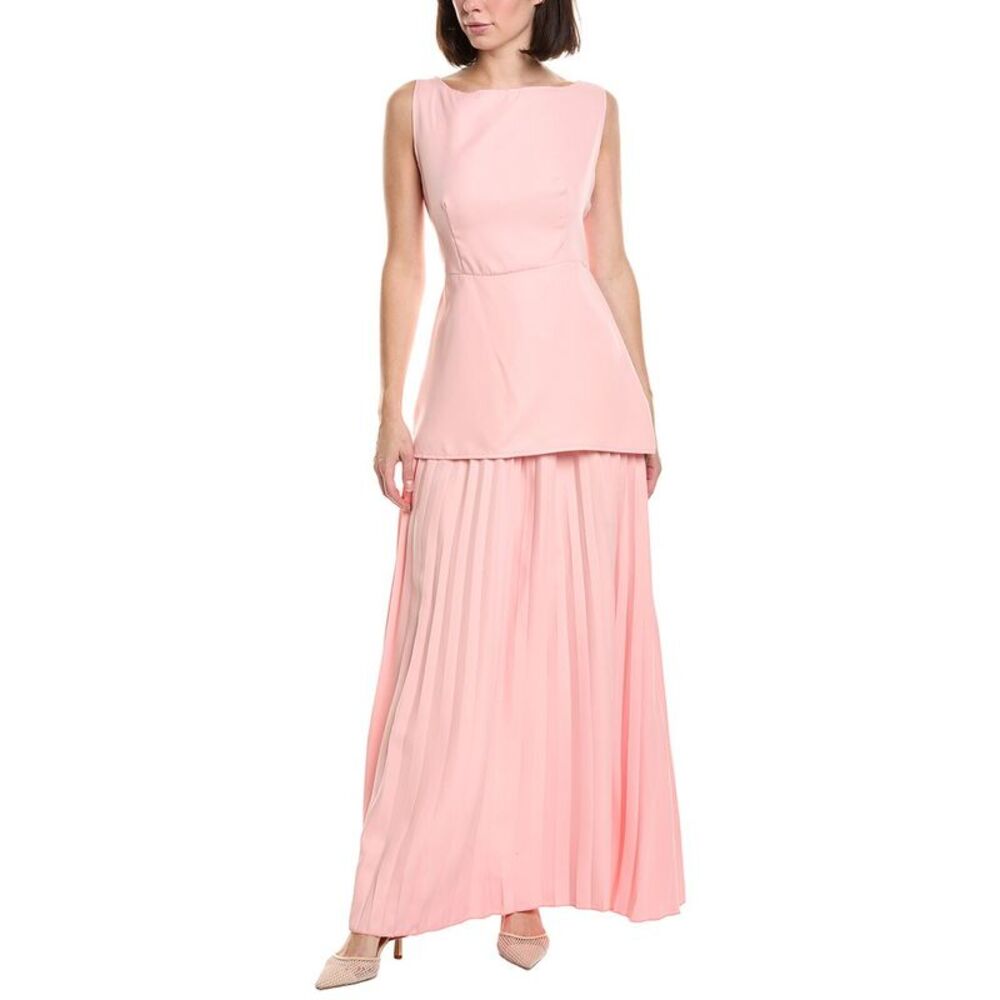 Hl Affair Womens  2Pc Top & Pleated Maxi Skirt Set, Pink